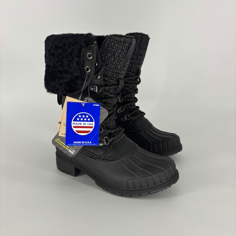 Kamik Sienna F2 Waterproof Boot Black Women Size 6 Lace Up Winter Insulated Snow